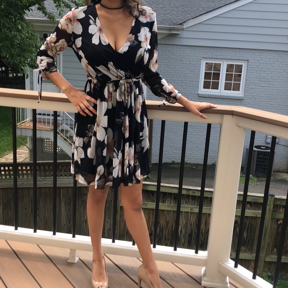 Lush low cut floral dress